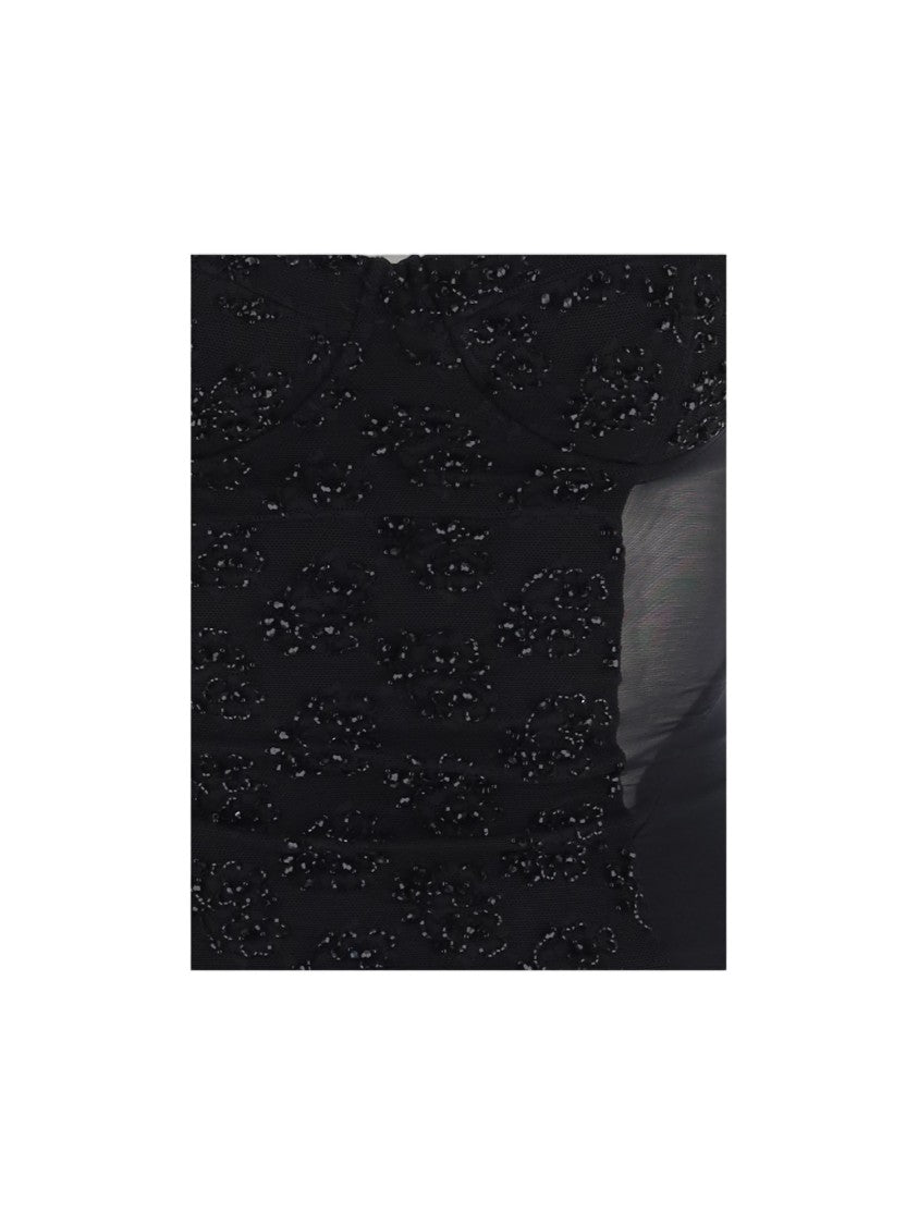 Ianira Meda Black Embroidered Lycra-Blend Tank Top