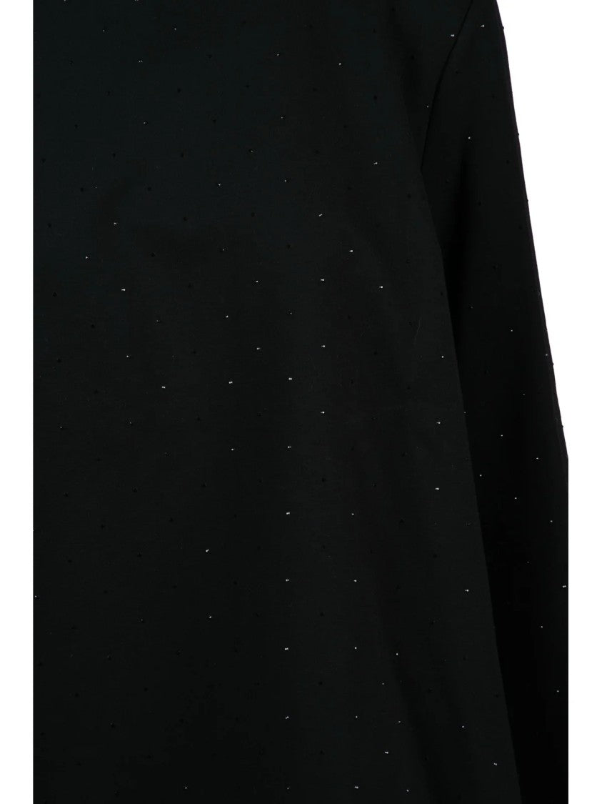 Meimeij Black Viscose-Blend Sequin Blouse