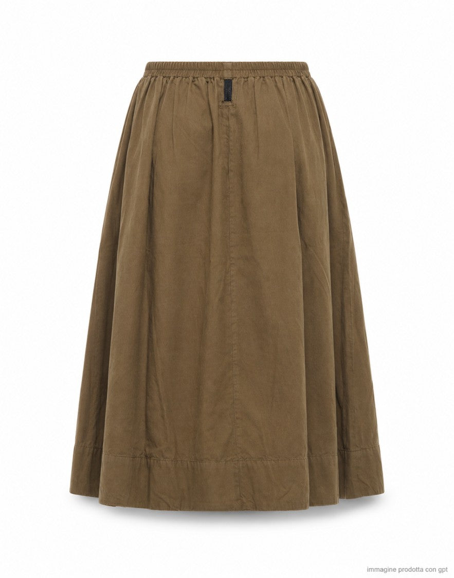 Eat Dust 673 Canteen Green Wide Pleated Midi Skirt