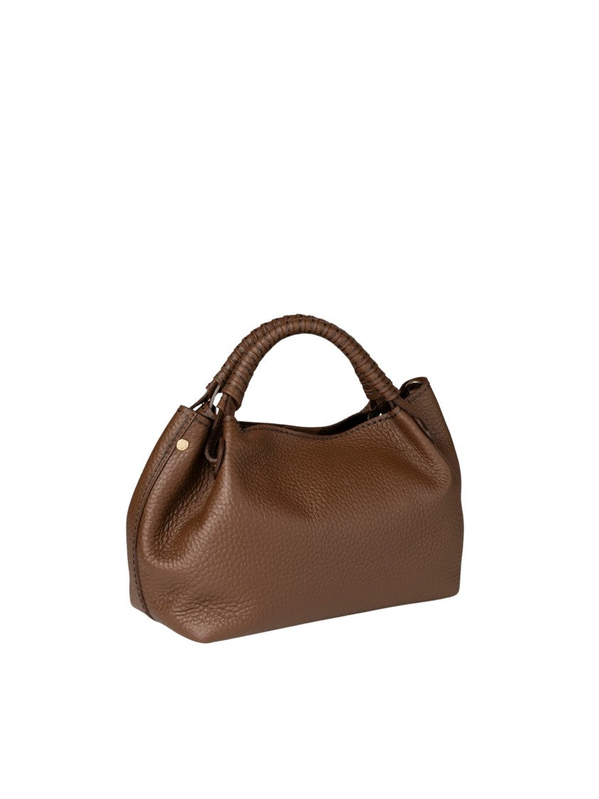 Visona` Queen Medium Textured Brown Leather Handbag