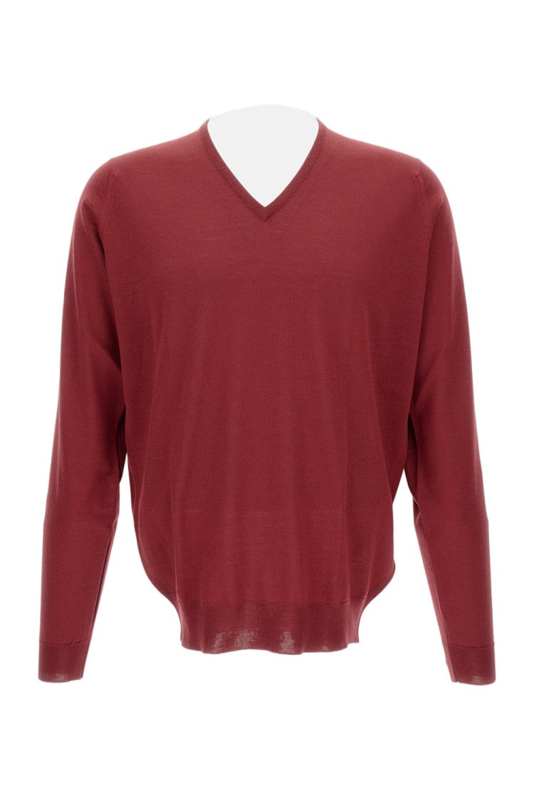 John Smedley V-Neck Long Sleeve Sweater In Extra-Fine Merino Wool
