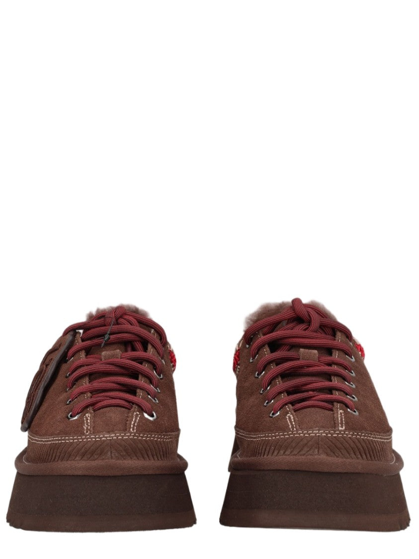 Ugg Brown Leather Woven Accent Flats