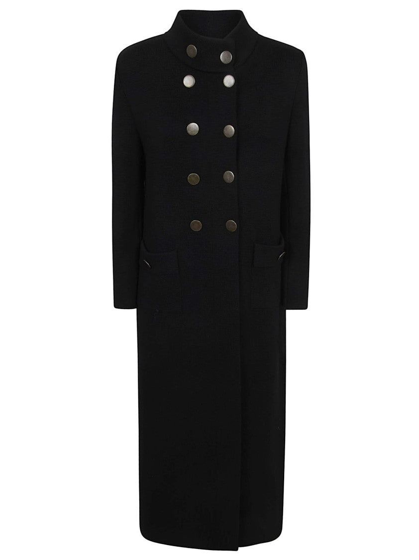 Charlott Double-Breasted Black Wool Coat