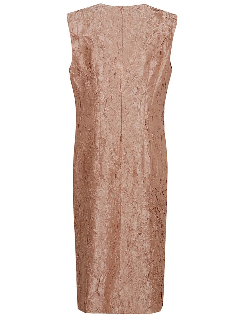 Dries Van Noten Pleated Viscose And Cotton Blend Midi Dress