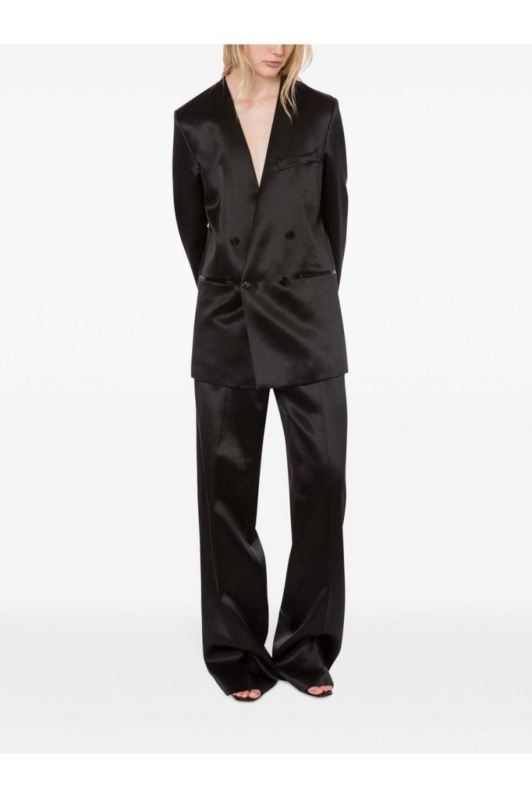 Philosophy Di Lorenzo Serafini Double-Breasted Blazer With Structured Shoulders And Sheen