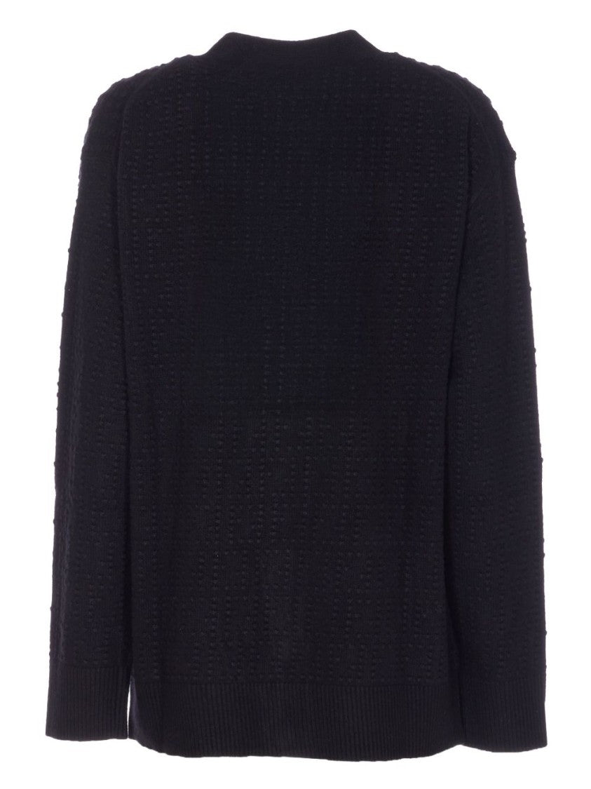 Fendi Textured Knit Sweater With Deep V-Neckline