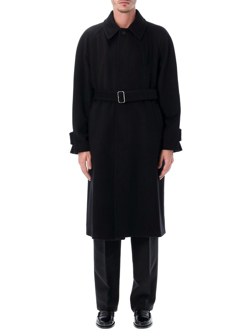 Ferragamo Black Cashmere-Blend Belted Coat