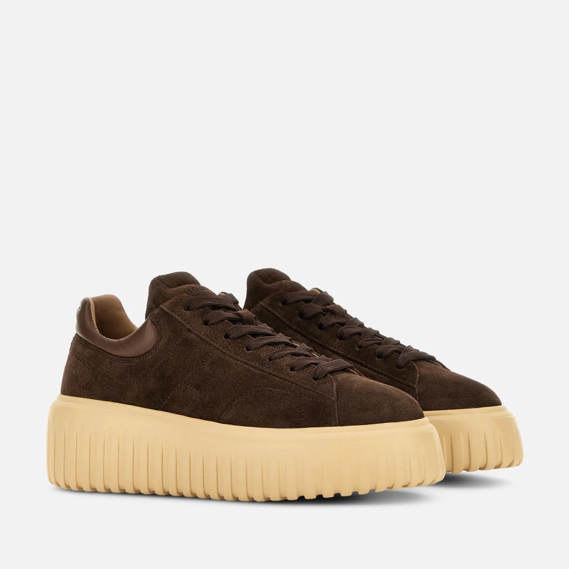 Hogan H-Stripes H Hogan Sneakers In Brown Calfskin