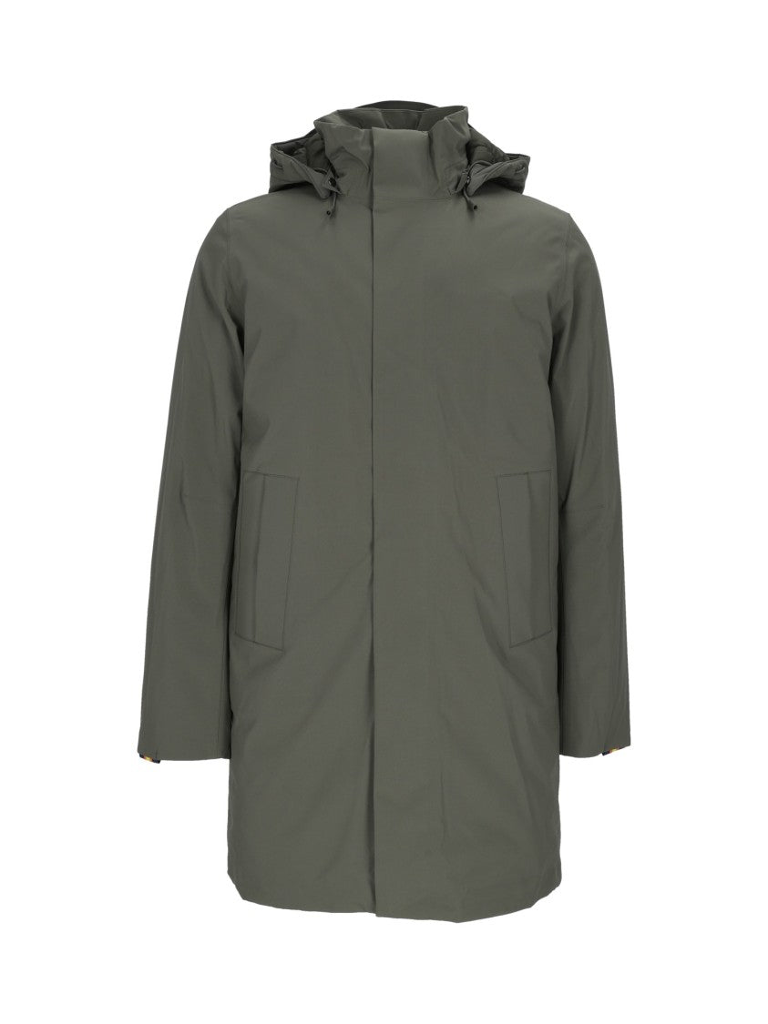 K-Way Mid-Length Bonded Padded Jacket With High Collar And Hood