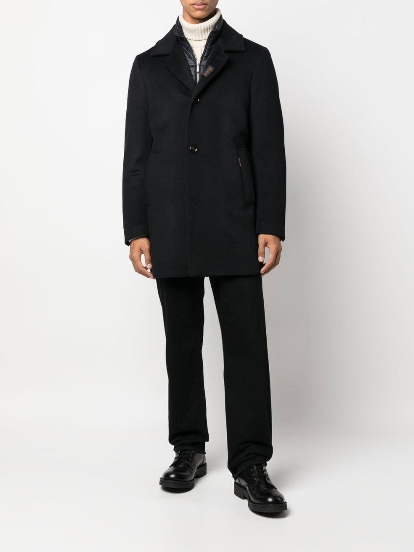 Moorer Navy Blue Wool-Cashmere Blend Coat