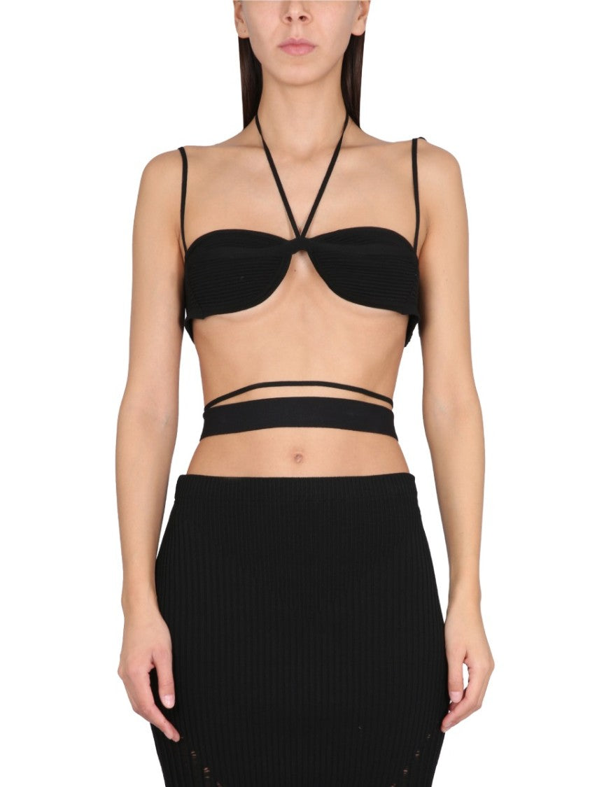 Andreâdamo Black Ribbed Mini Top