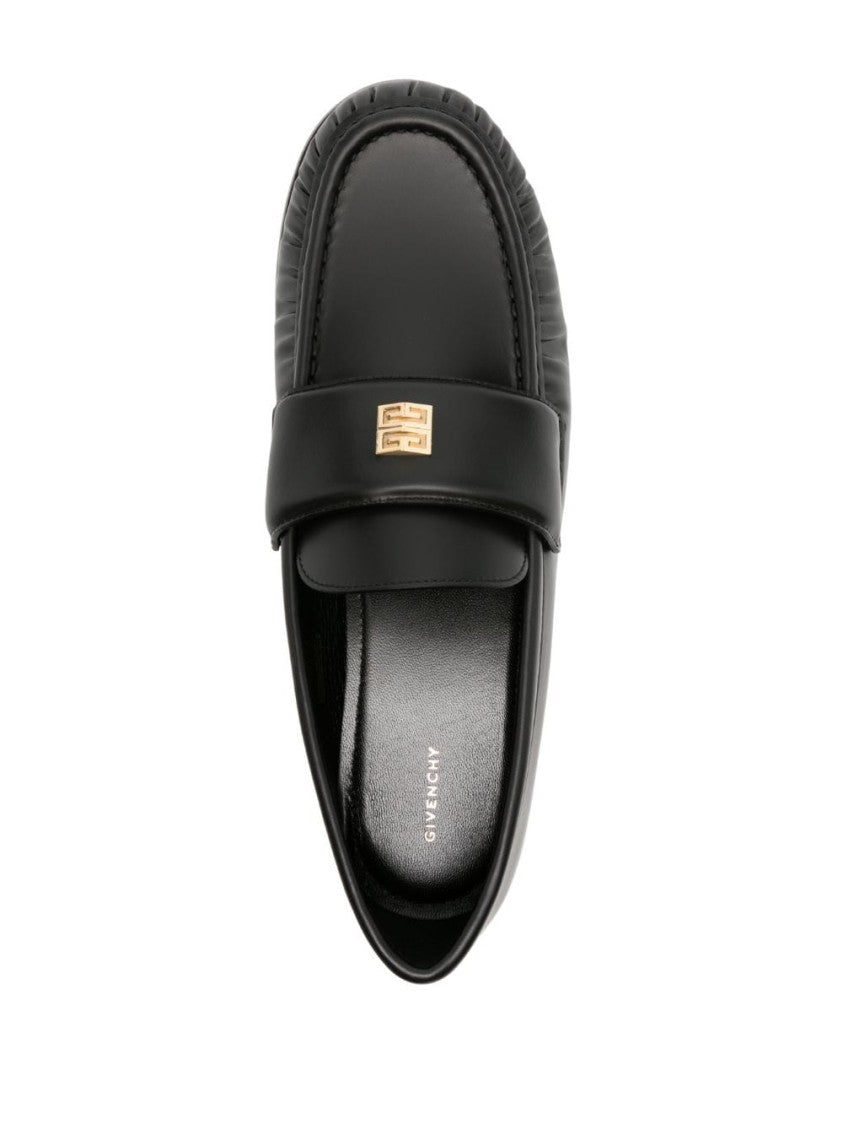 Givenchy Ruched Matte Finish Black Lambskin Flat Shoes