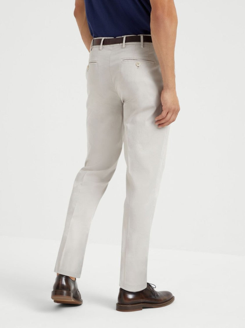 Brunello Cucinelli Tailored Beige Trousers With Concealed Fastening