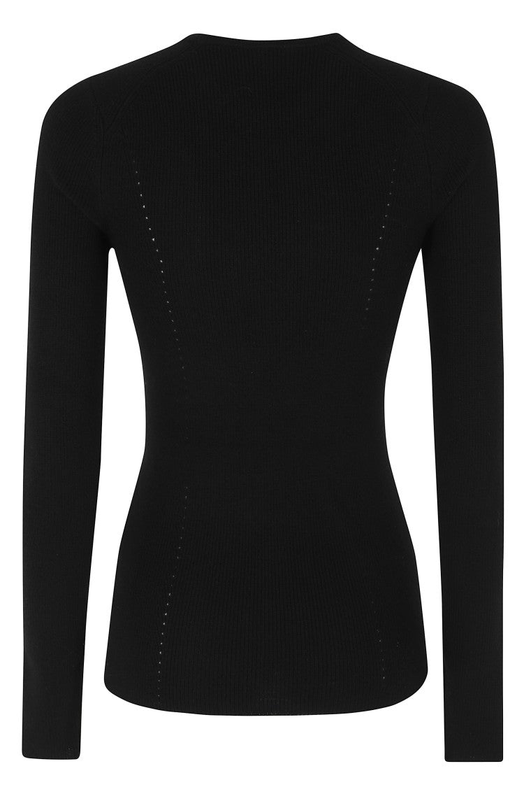 Herskind Black Camil Ribbed Merino Wool Knit Blouse
