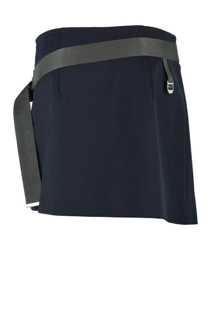 Seafarer Mini Wrap Skirt Wool Stretch - Blue