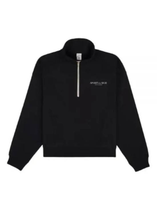 Sporty And Rich Cropped Long-Sleeve Pullover With Half-Zip Closure