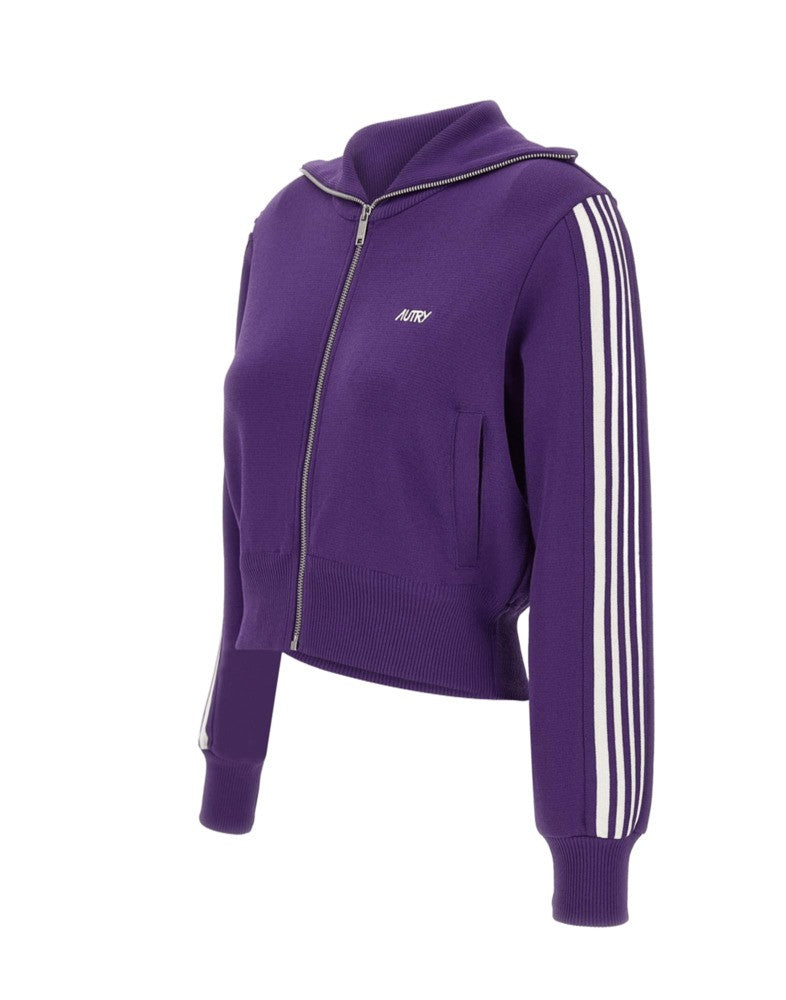 Autry Cropped Tennis-Style Jacket With Contrasting Stripes And Logo