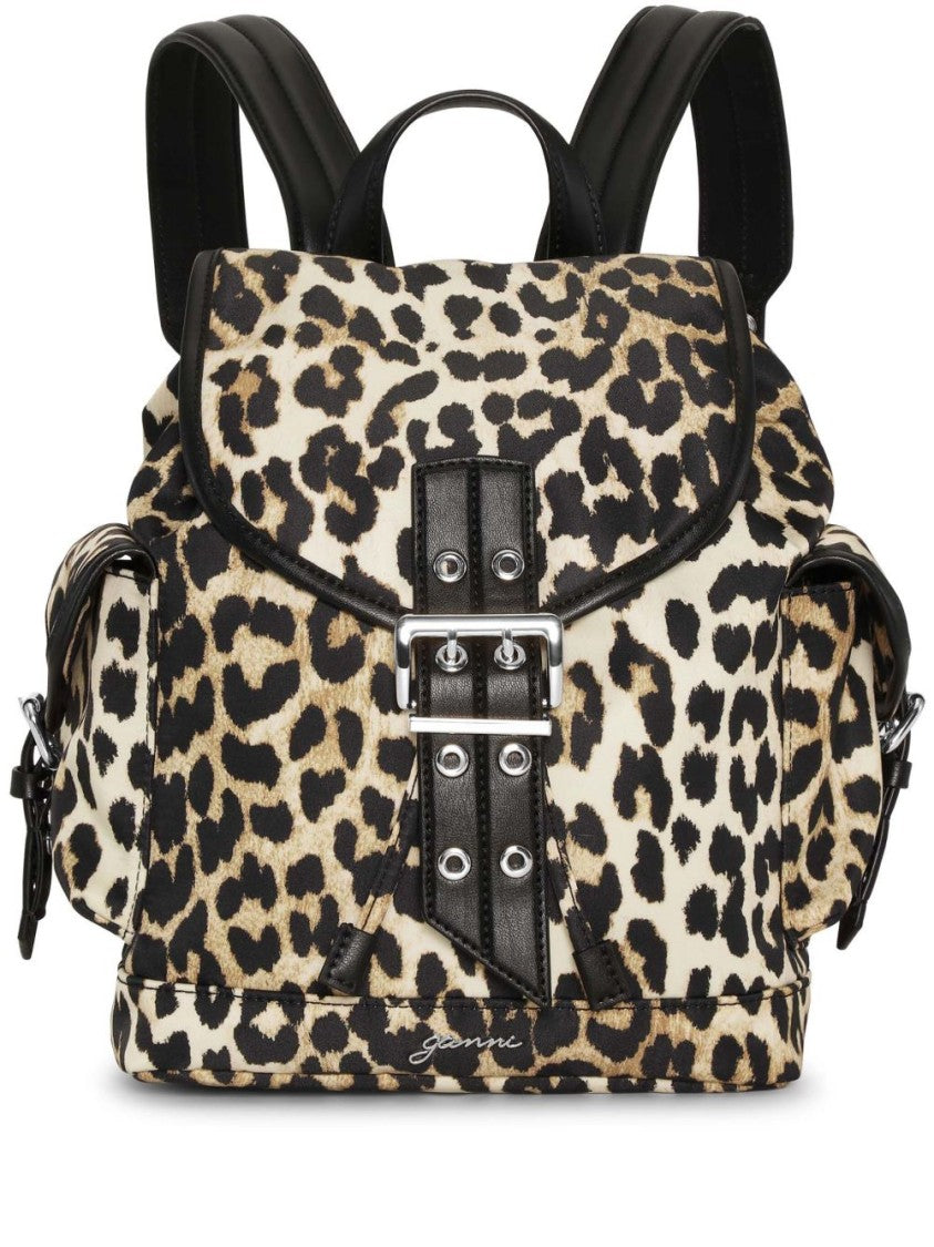 Ganni Multicolour Leopard Print Bucket Bag