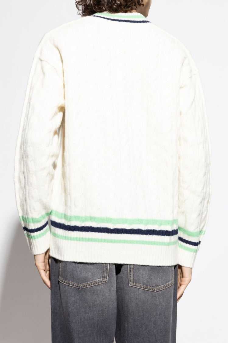 Lacoste Cable Knit V-Neck Sweater