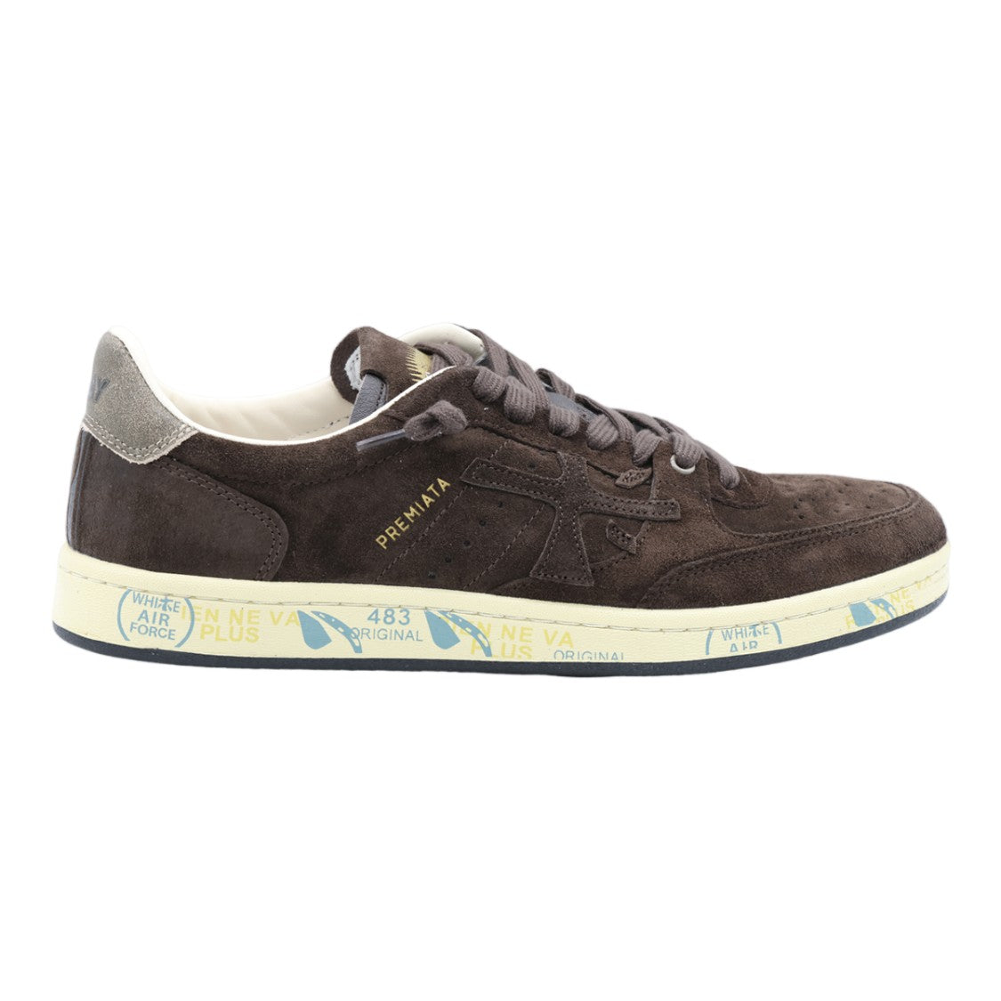 Premiata Dark Brown Suede Contrast Sole Sneakers
