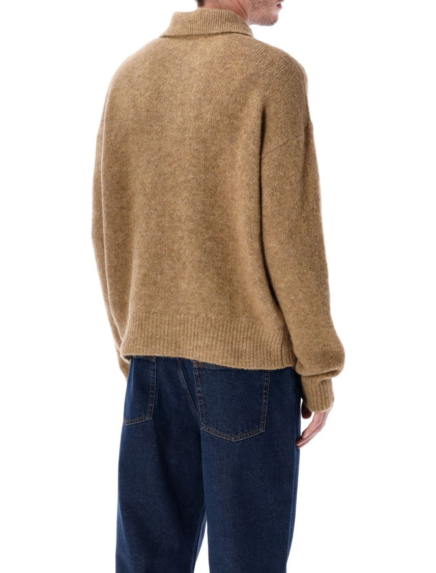 Ami Grey Wool And Alpaca Polo Sweater
