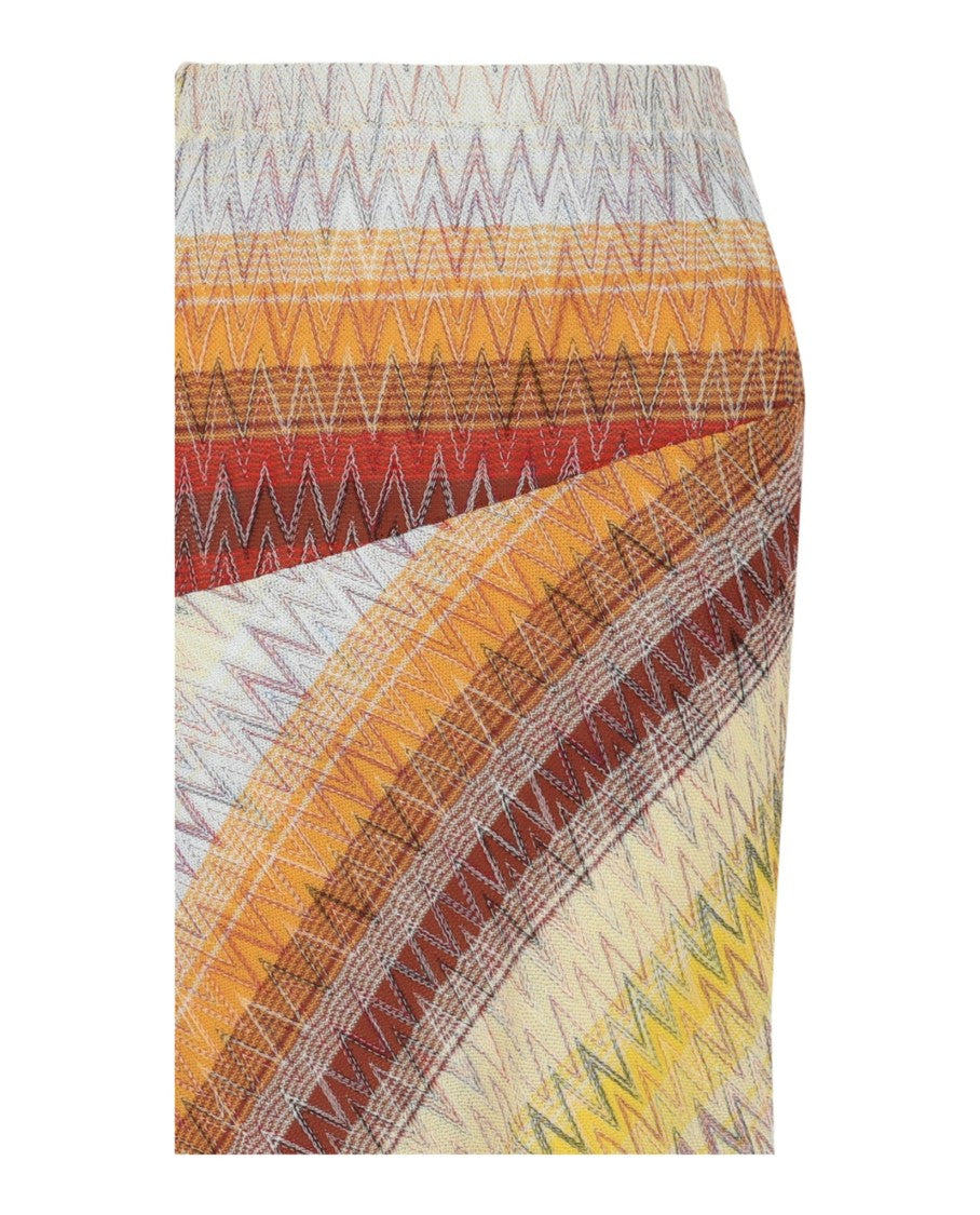 M Missoni Embroidered Chevron Print Midi Skirt With Lush Interior Lining