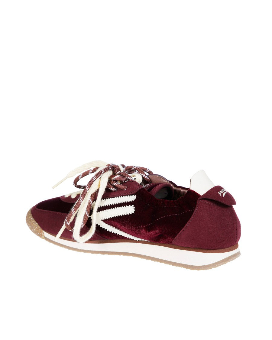 Puraai Burgundy Panther 6.02 Velvet Low-Top Sneakers