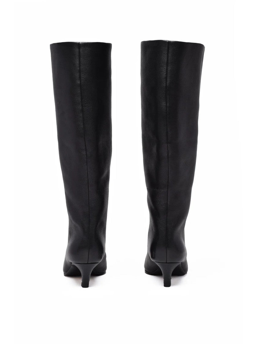 Ash Black Leather Mixed Ankle Boots