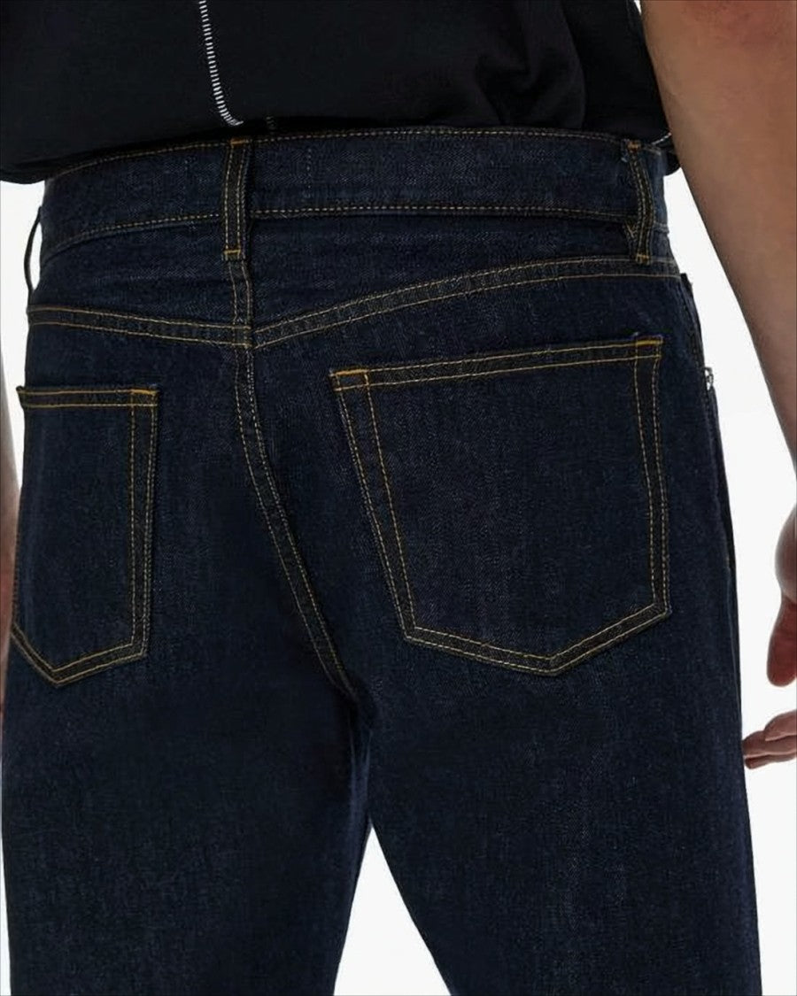 Helmut Lang Straight-Leg Denim Pants With Contrast Stitching And Rivet Details