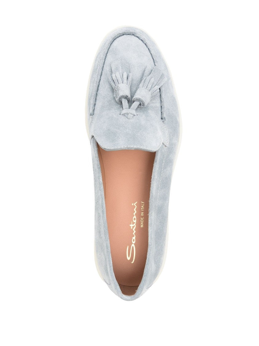 Santoni Tassel-Embellished Suede Loafers With Rubber Sole