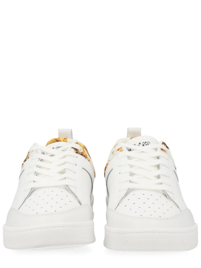 Versace Jeans Couture Black Gold Baroque Pattern Sneakers