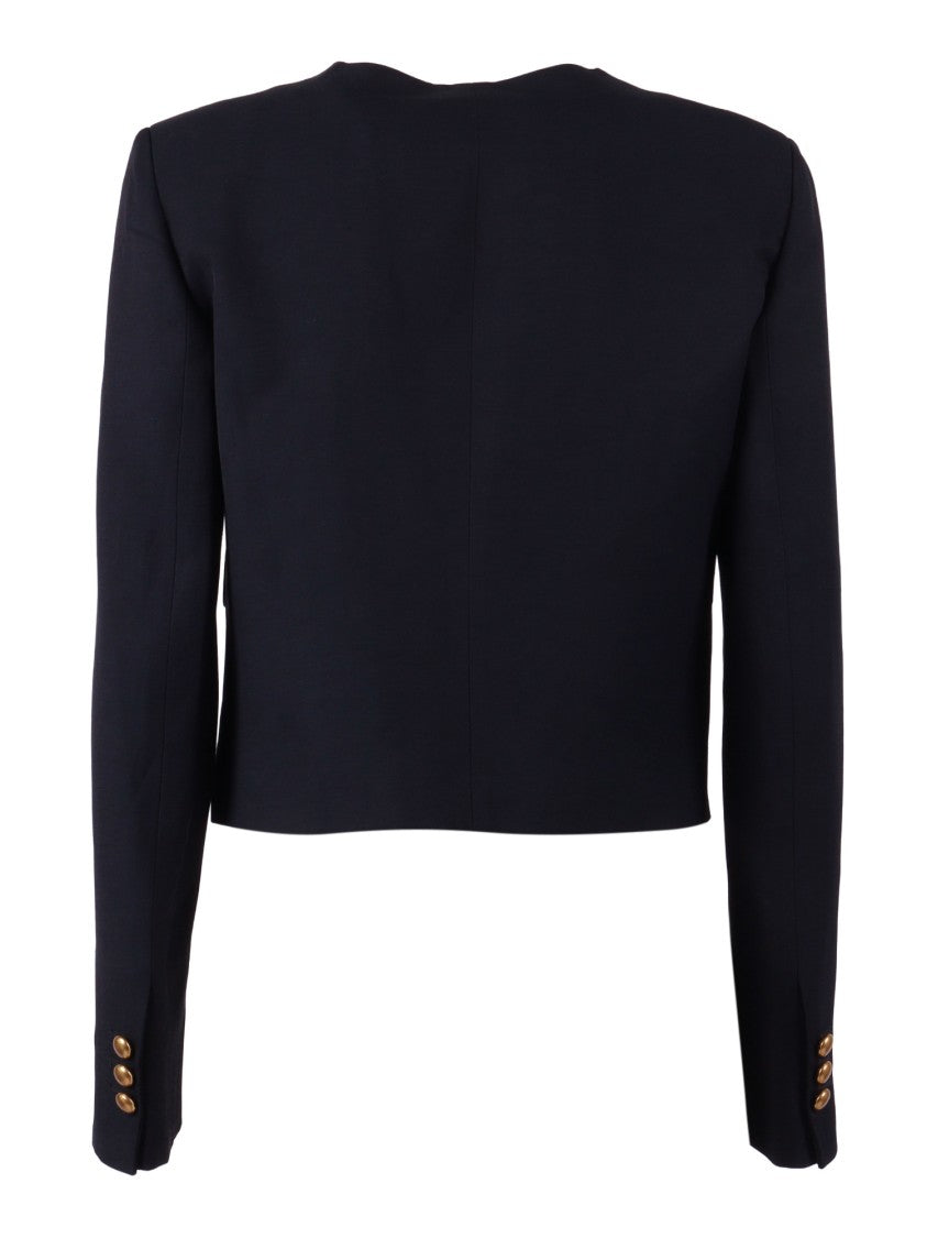 P.A.R.O.S.H. Cropped Structured Gold Button Jacket