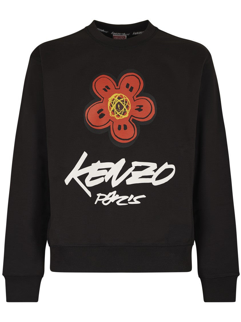 Kenzo Black Sweatshirt With Bold Graphic Design And Relaxed Fit