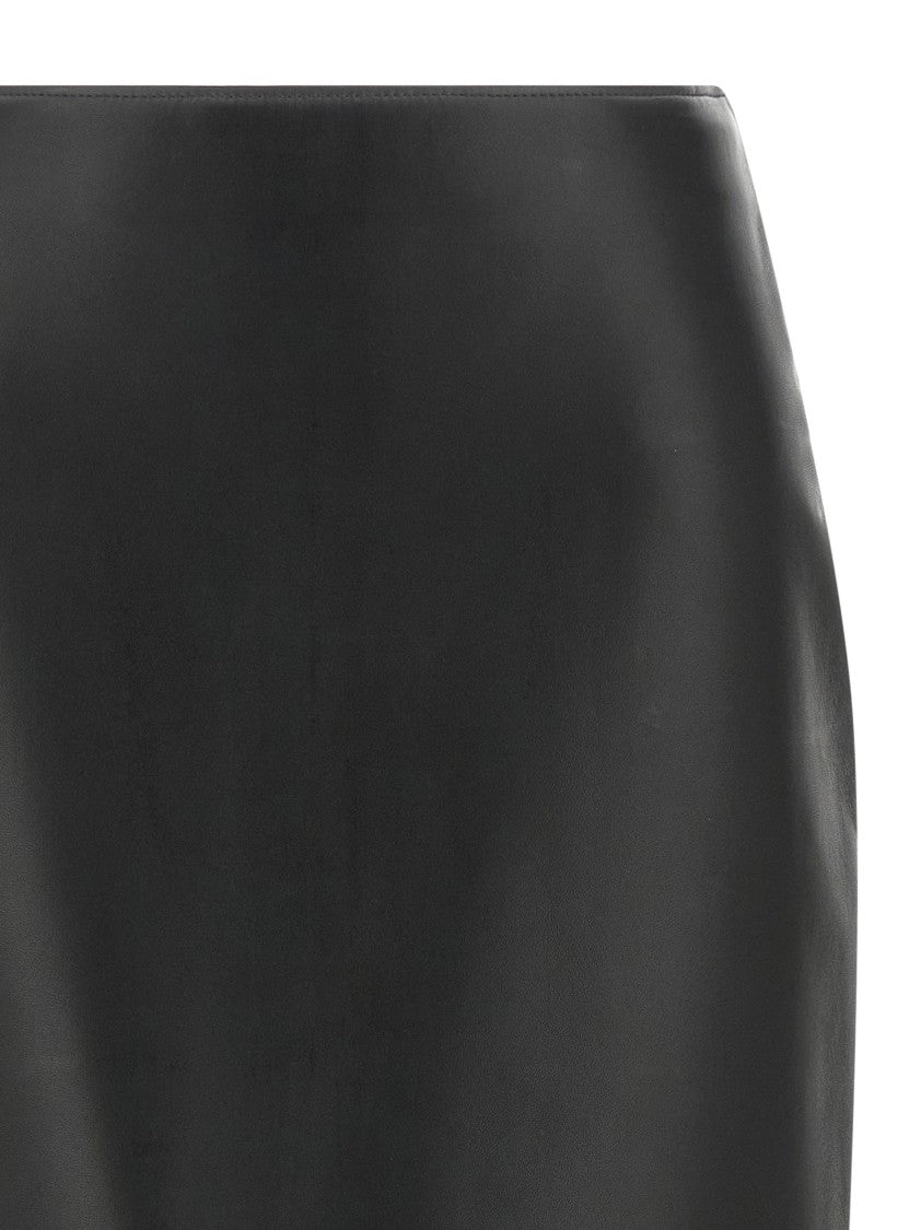Fendi Peplum Midi Skirt In Soft Lamb Leather