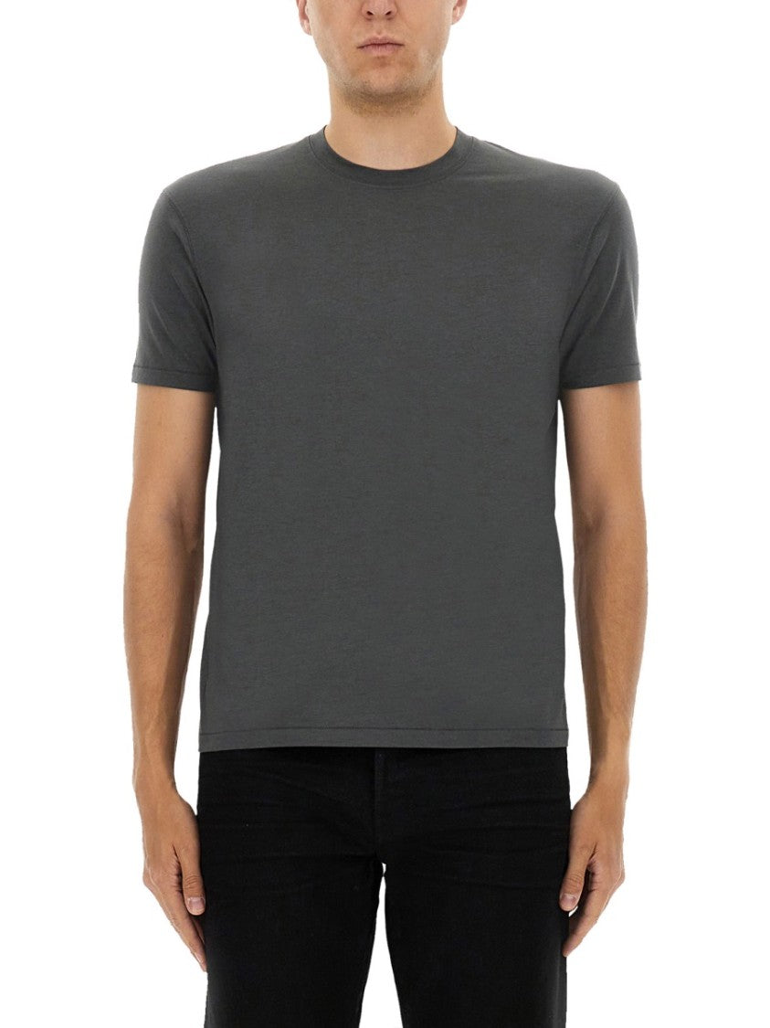 Tom Ford Grey Regular Fit T-Shirt With Classic Crew Neckline