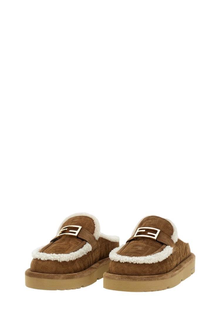 Fendi Suede And Shearling Sabot