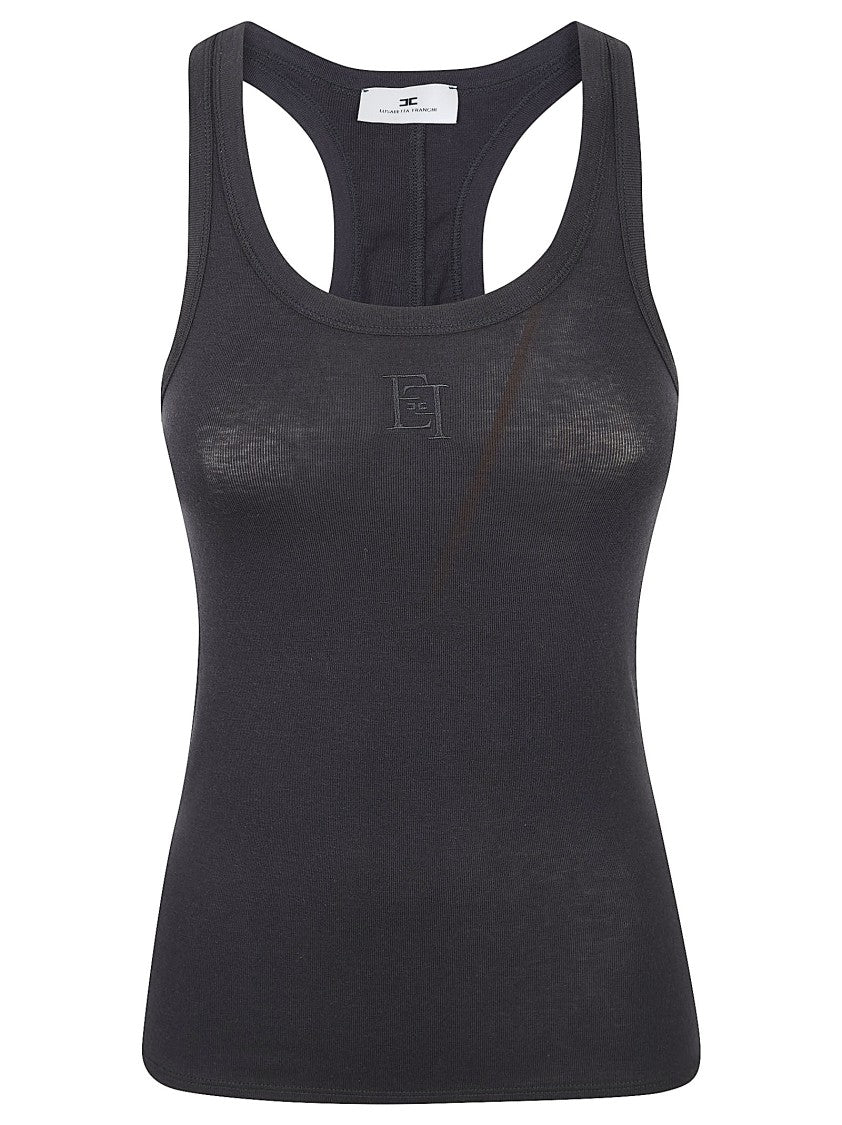 Elisabetta Franchi Lightweight Jersey Tank Top With Racerback And Embroidered Detailing
