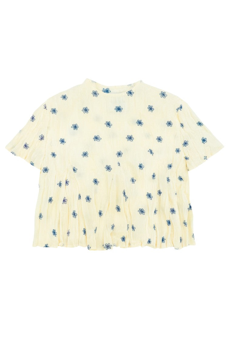 Gongdid Design Pleated Top With Floral Pattern