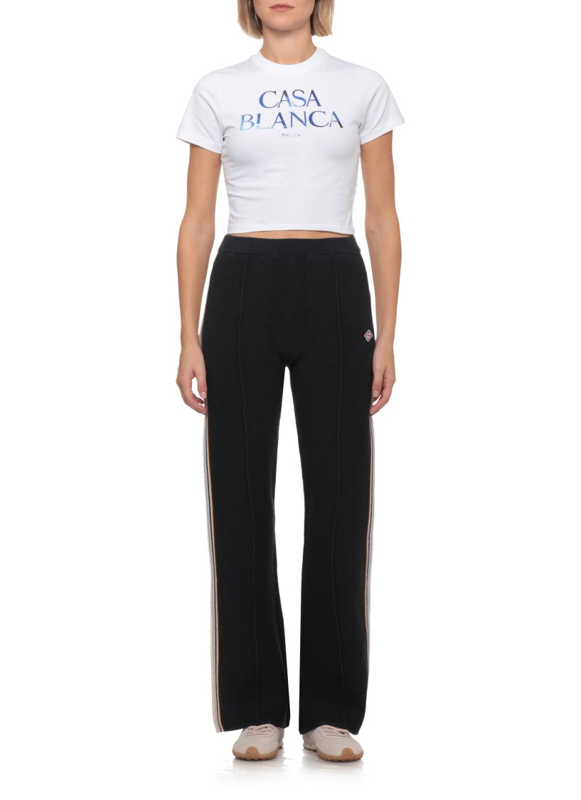 Casablanca White Meduse Sportive Logo Cropped Cotton T-Shirt