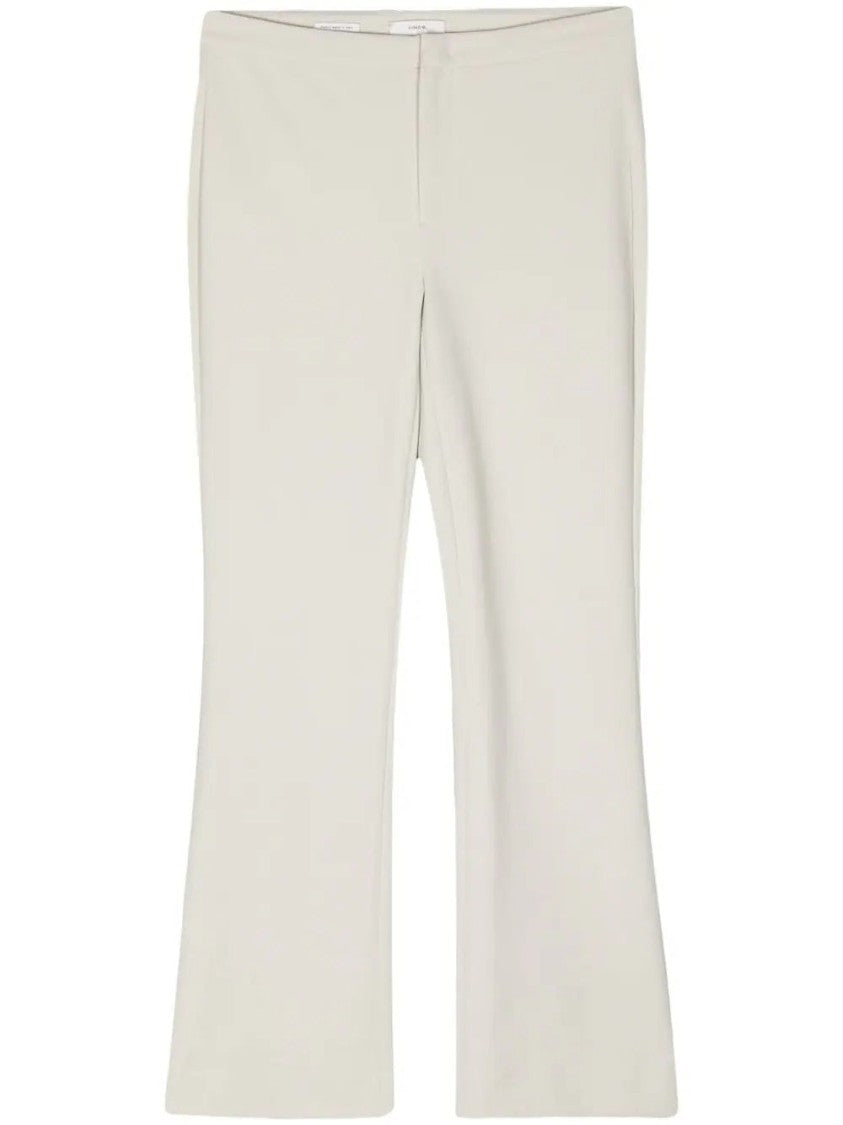 Vince Beige Tapered Leg Trousers With Flare Hem And Minimalist Design