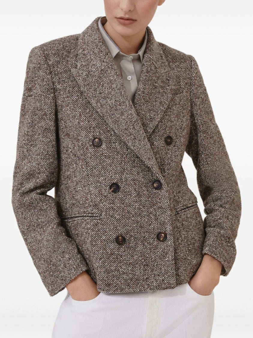 Brunello Cucinelli Tailored Brown Double-Breasted Jacket