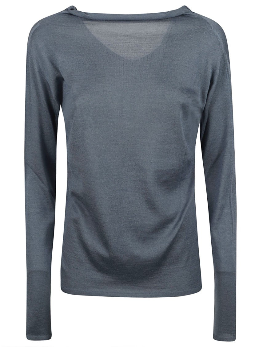 Fabiana Filippi Relaxed Fit Grey V-Neck Sweater