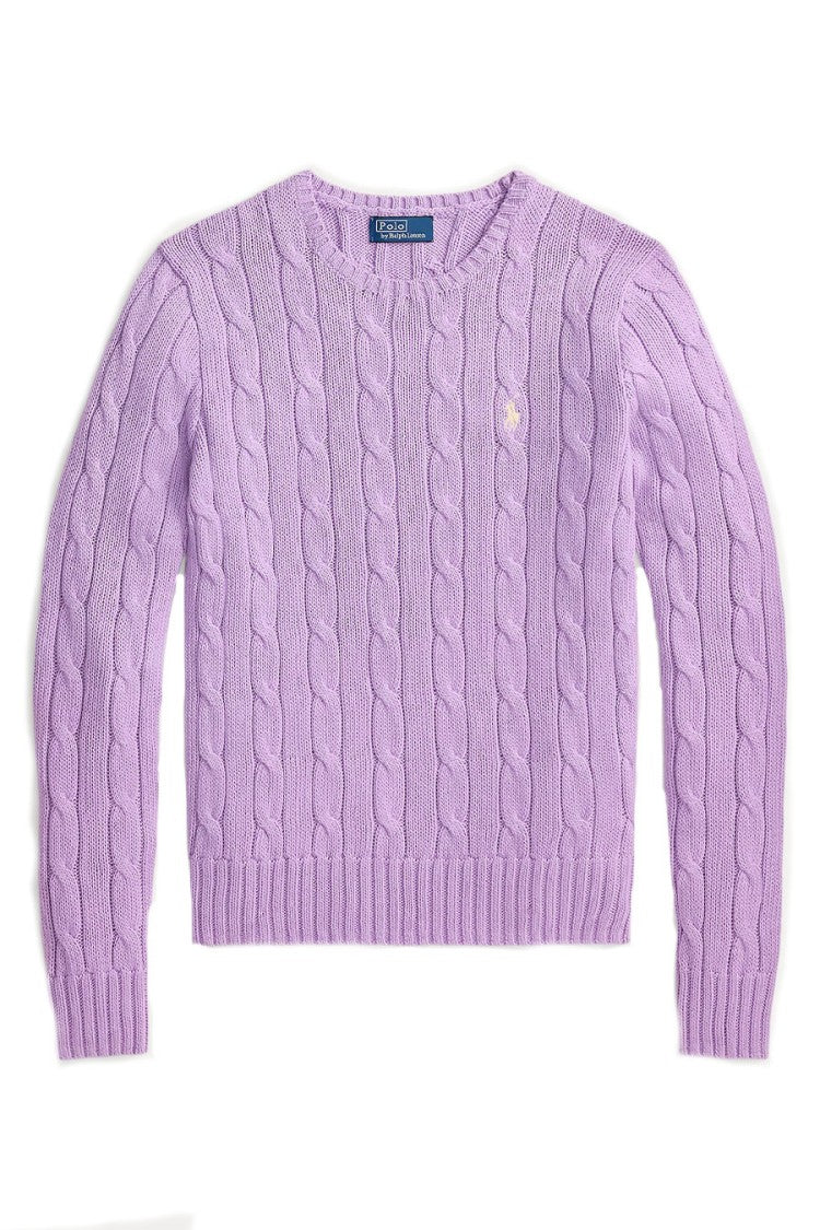 Polo Ralph Lauren Lilac Cotton Cable-Knit Crewneck Sweater