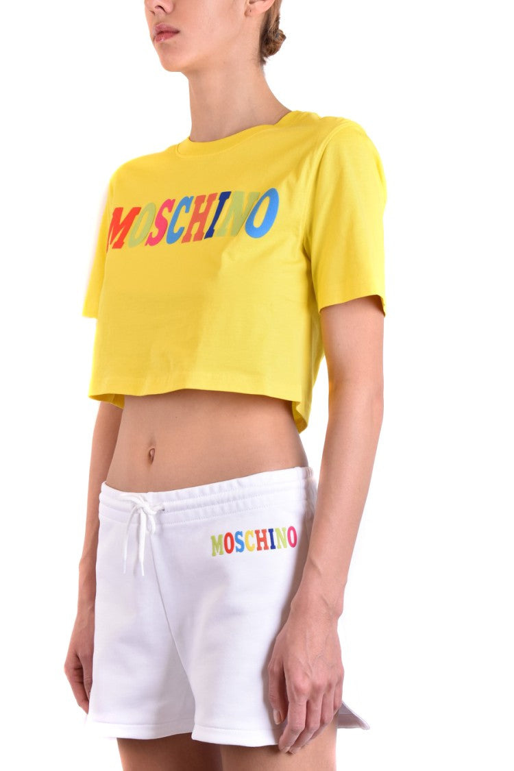 Moschino Cropped T-Shirt With Bold Multicolored Lettering