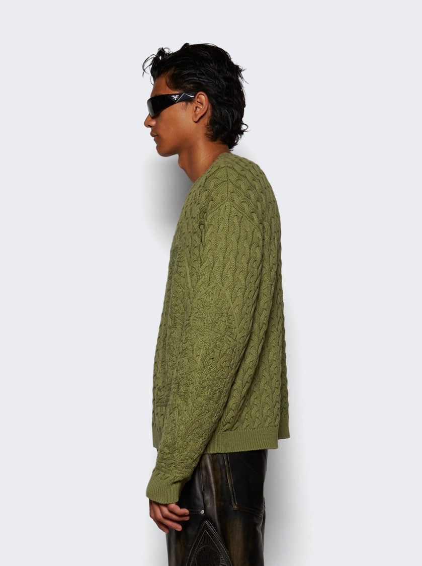 Who Decides War Lagoon Cable Knit Sweater - Olive