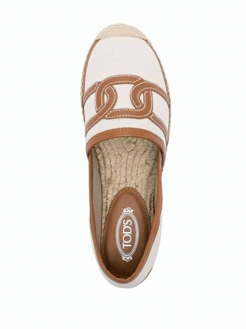 Tod's Canvas And Leather Loafers With Woven Trim