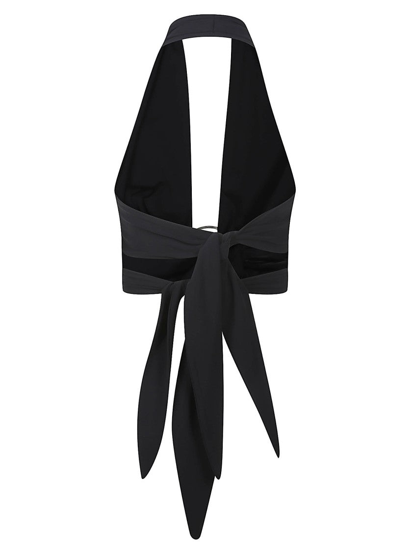 Hamoulet Deep V Neckline Halter Top With Statement Buckle