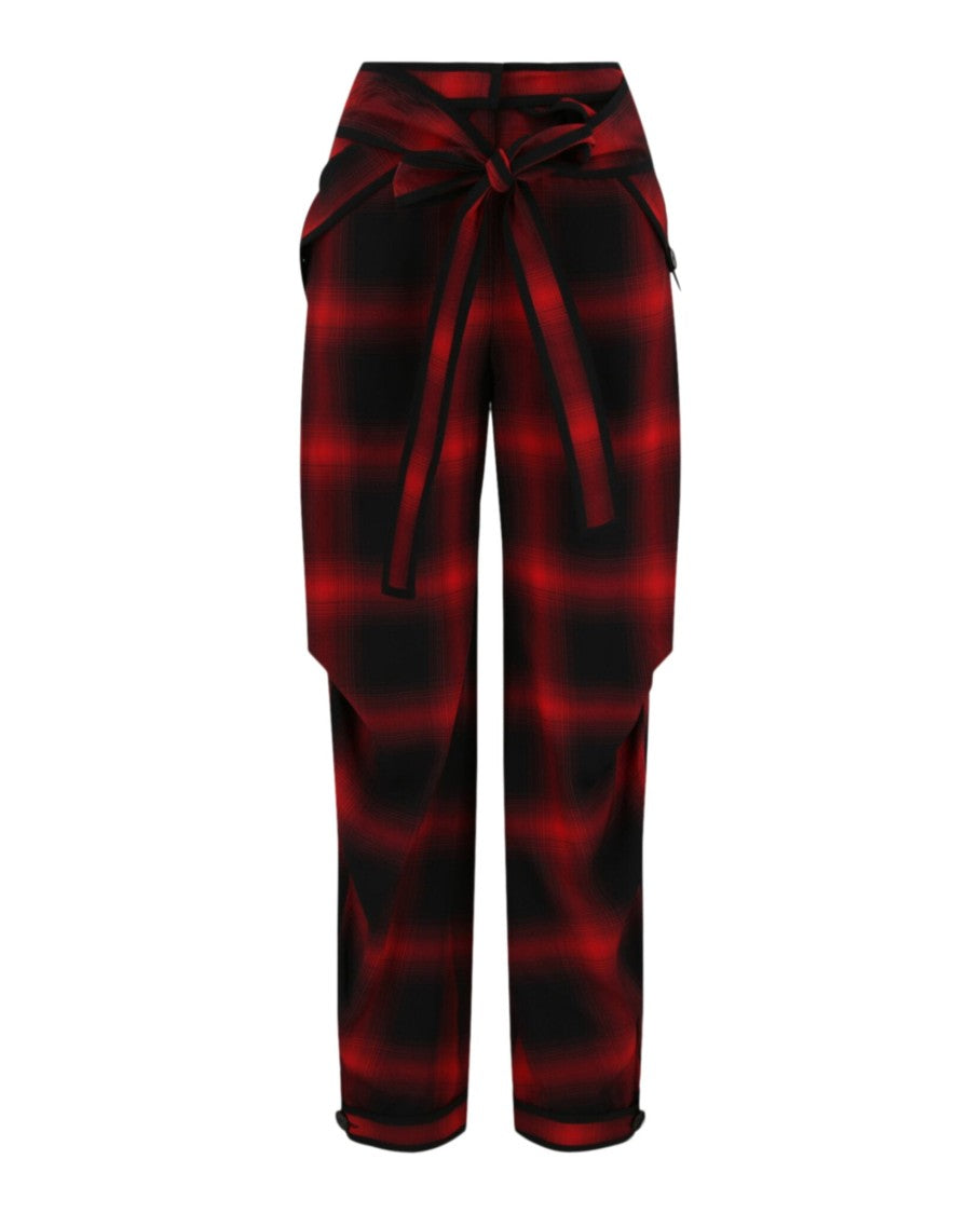 Stella Mccartney High-Rise Tapered Silk Trousers With Checkered Print