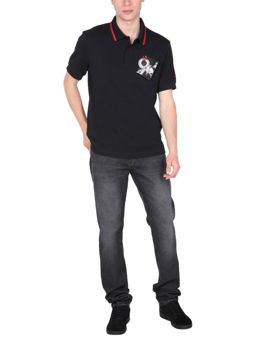 Fred Perry X Raf Simons Regular Fit Polo With Contrast Striped Collar