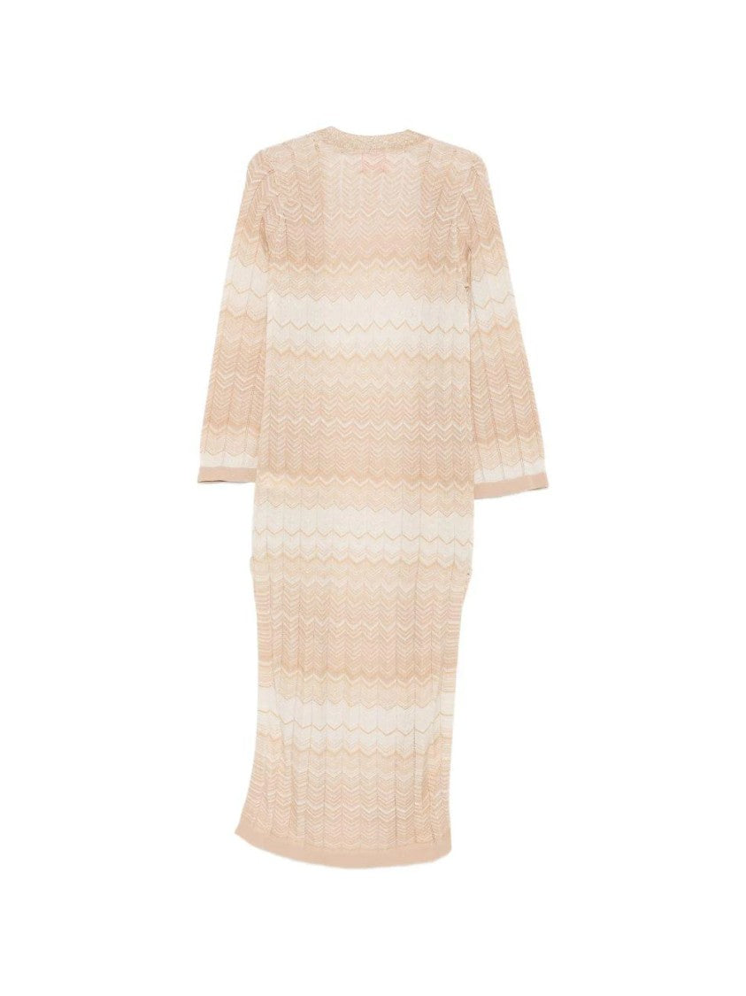 Mc2 Saint Barth Chevron Knit Open-Front Cardigan With Gradient Pattern